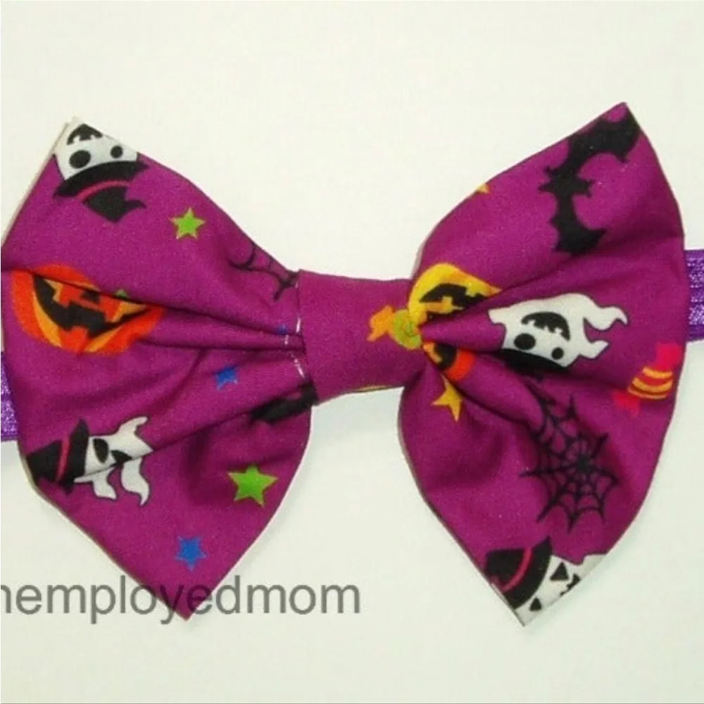 Purple Ghost Halloween Bow Headband Baby Girls Hair Accessories Headwrap